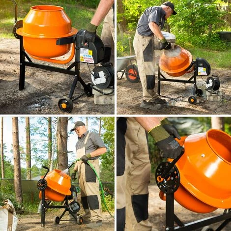 EBERTH Bétonnière électrique Avec Tambour De 65L (moteur 220W, 230V, Châssis En Acier Avec Roues De Transport, Tambour Et Couronne Dentée En Acier, Poignée Verrouillable, Large Repose-pieds) 7 EBERTH Bétonnière électrique Avec Tambour De 65L (moteur 220W, 230V, Châssis En Acier Avec Roues De Transport, Tambour Et Couronne Dentée En Acier, Poignée Verrouillable, Large Repose-pieds) – Image 5