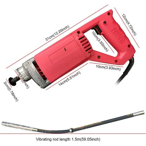 GOJOY Machine Vibrante Concrète De Vibrateur Concret électrique Tenu Dans La Main De Vibrateur Concret De 1300W Avec Le Tuyau De 1.5m 4 GOJOY Machine Vibrante Concrète De Vibrateur Concret électrique Tenu Dans La Main De Vibrateur Concret De 1300W Avec Le Tuyau De 1.5m – Image 2