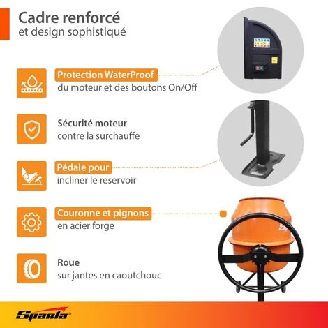 SPARTA – Bétonnière 120 L – 500 W 2 SPARTA – Bétonnière 120 L – 500 W