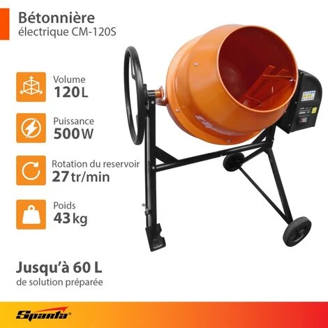 SPARTA – Bétonnière 120 L – 500 W 4 SPARTA – Bétonnière 120 L – 500 W – Image 3